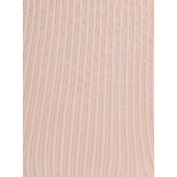 Pink Round neck dress with short sleeves and ribbed knit in cotton girl