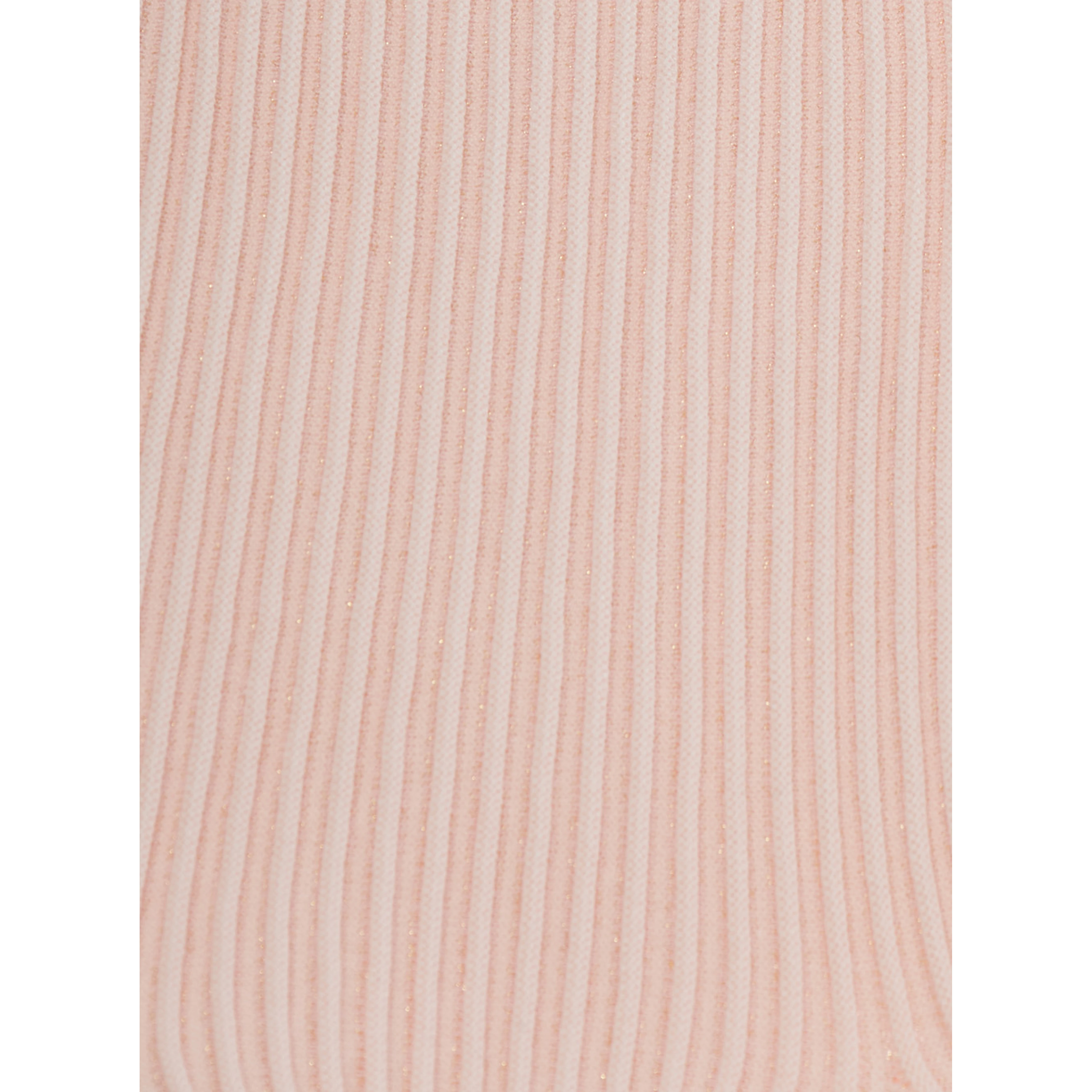 Pink Round neck dress with short sleeves and ribbed knit in cotton girl