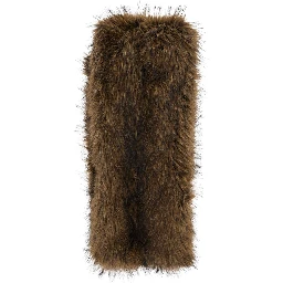 Brown scarf with wraparound design in ecofur for women