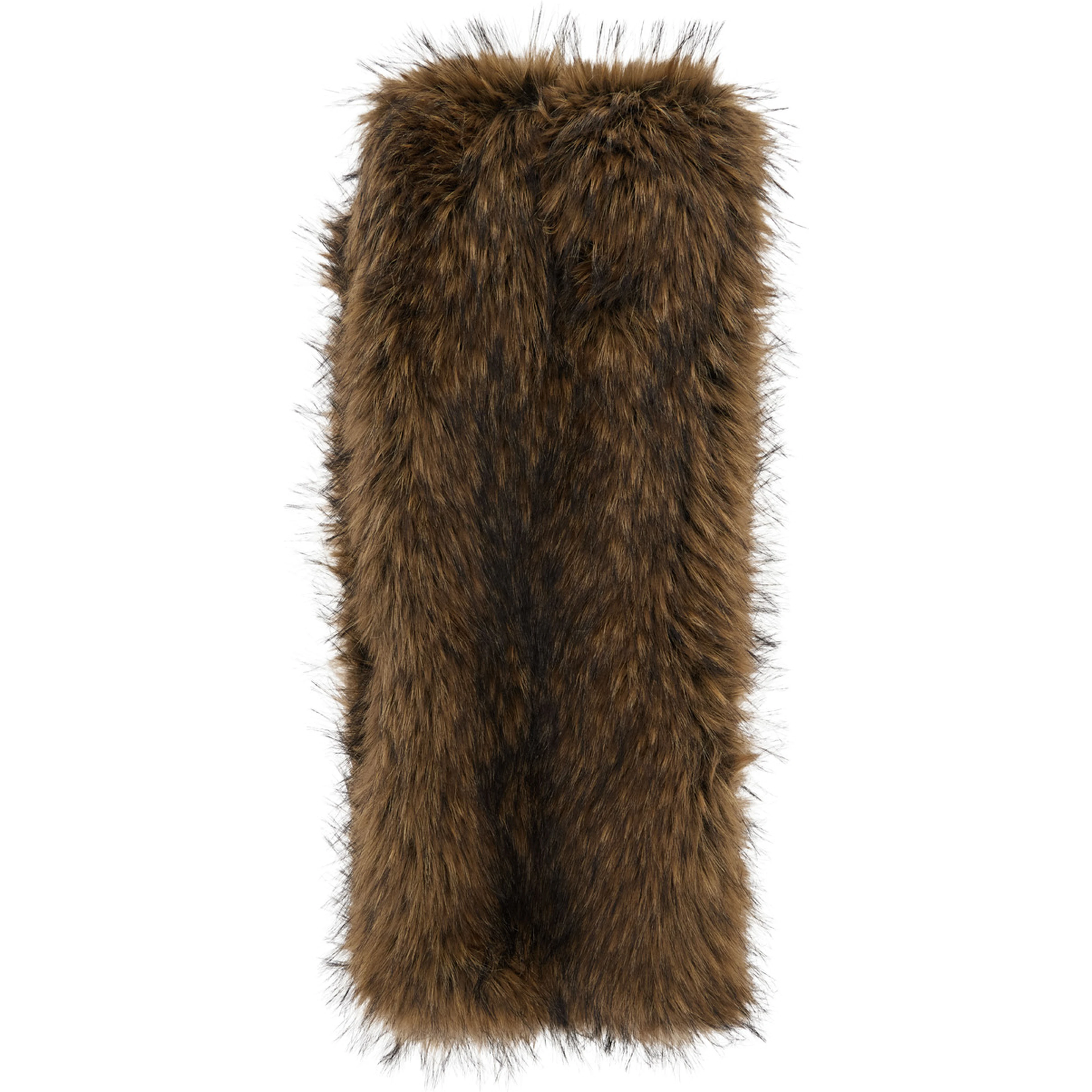 Brown scarf with wraparound design in ecofur for women