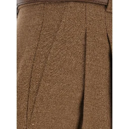LAGO brown Trousers with waistband and front pleats in wool for women