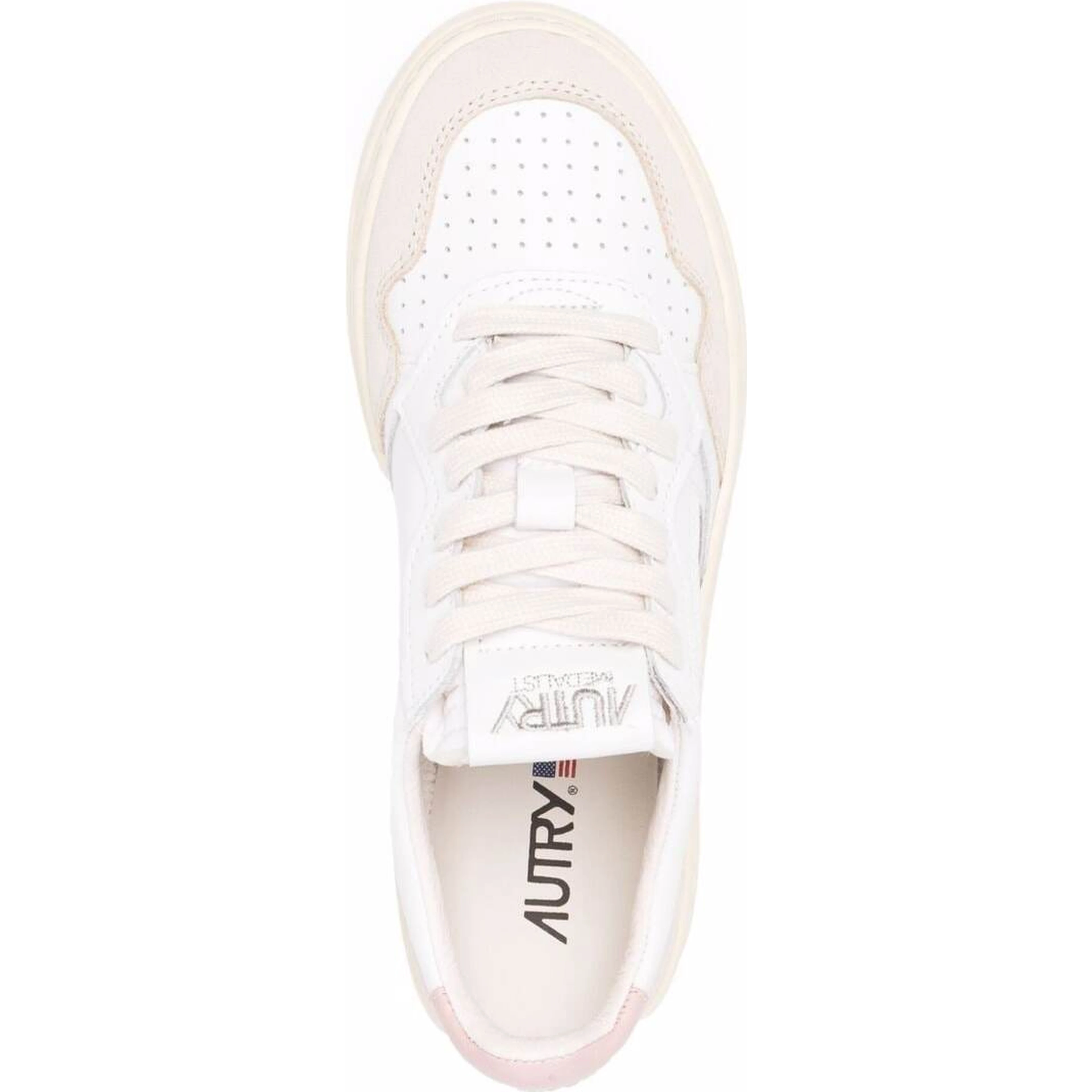Low Top Sneakers Medalist with Beige Suede Details in White Leather Women