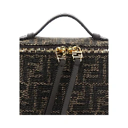 Handbag Vanity Bag with FF Motif in Relief in Brown Fabric Women