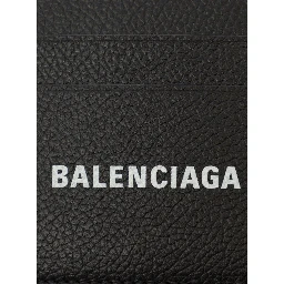 Cardholder with Contrasting Logo Lettering in Black Leather Men