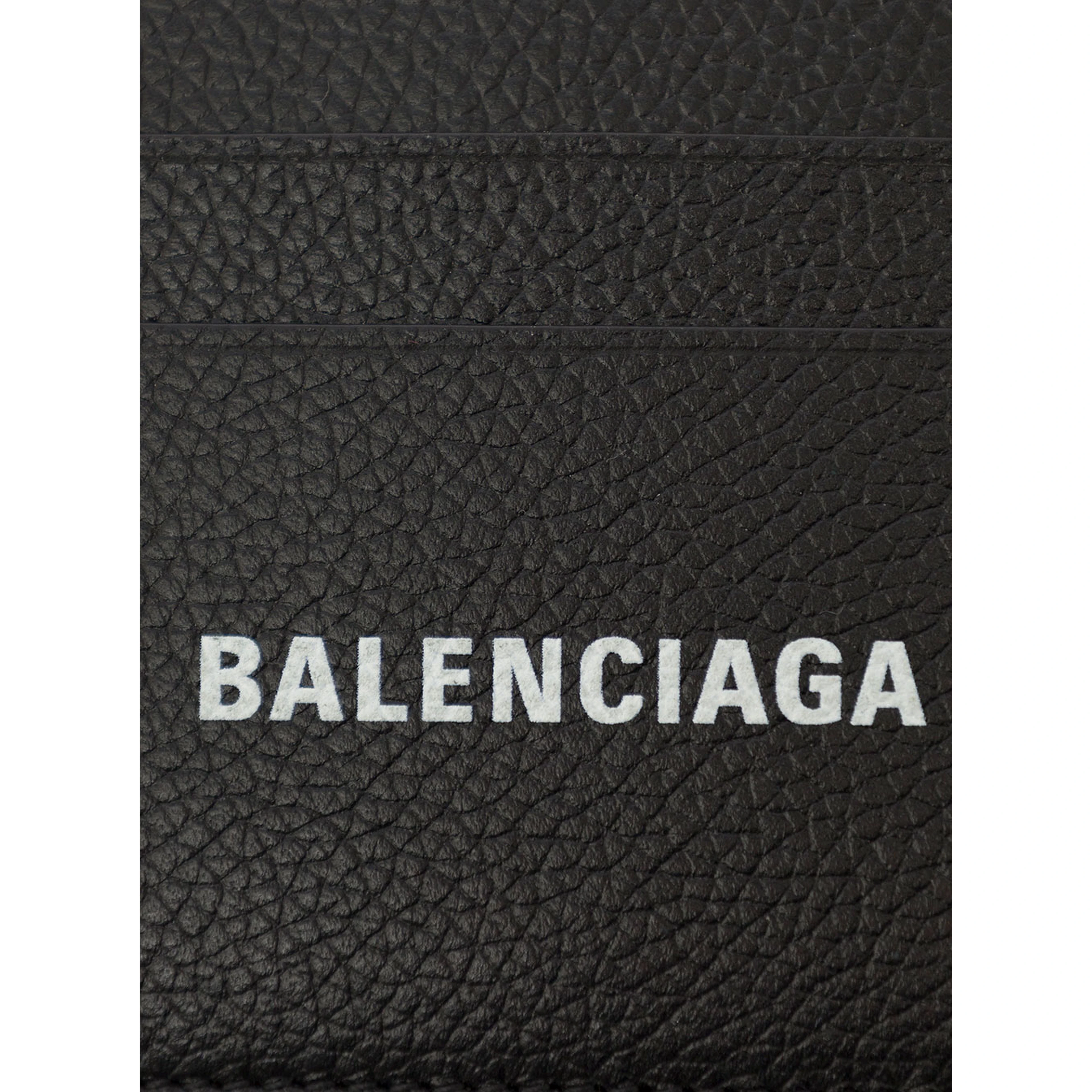 Cardholder with Contrasting Logo Lettering in Black Leather Men