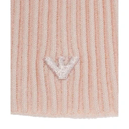 Pink Crew Neck Dress with Tone-on-Tone Logo Embroidery on the Front in Wool Baby
