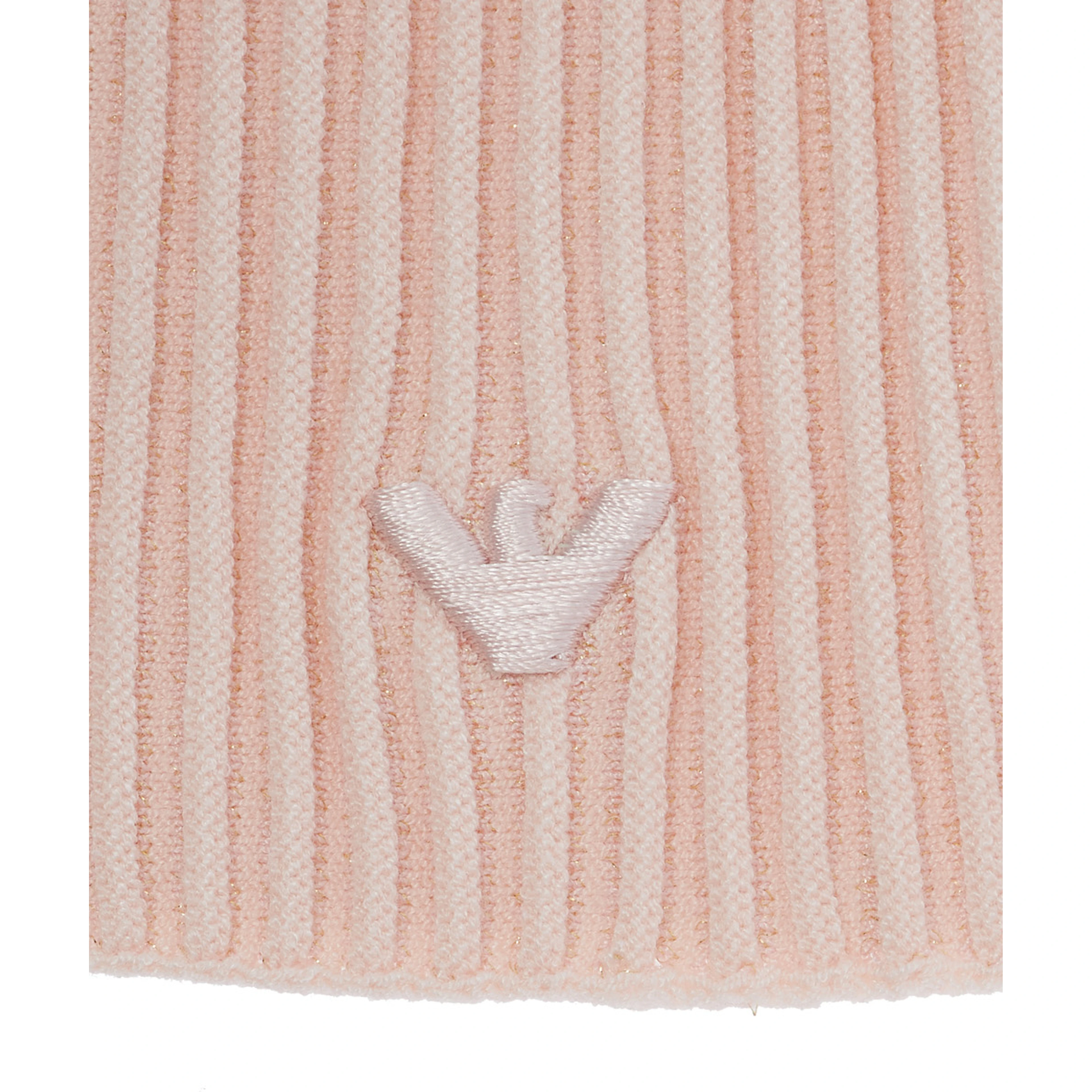 Pink Crew Neck Dress with Tone-on-Tone Logo Embroidery on the Front in Wool Baby