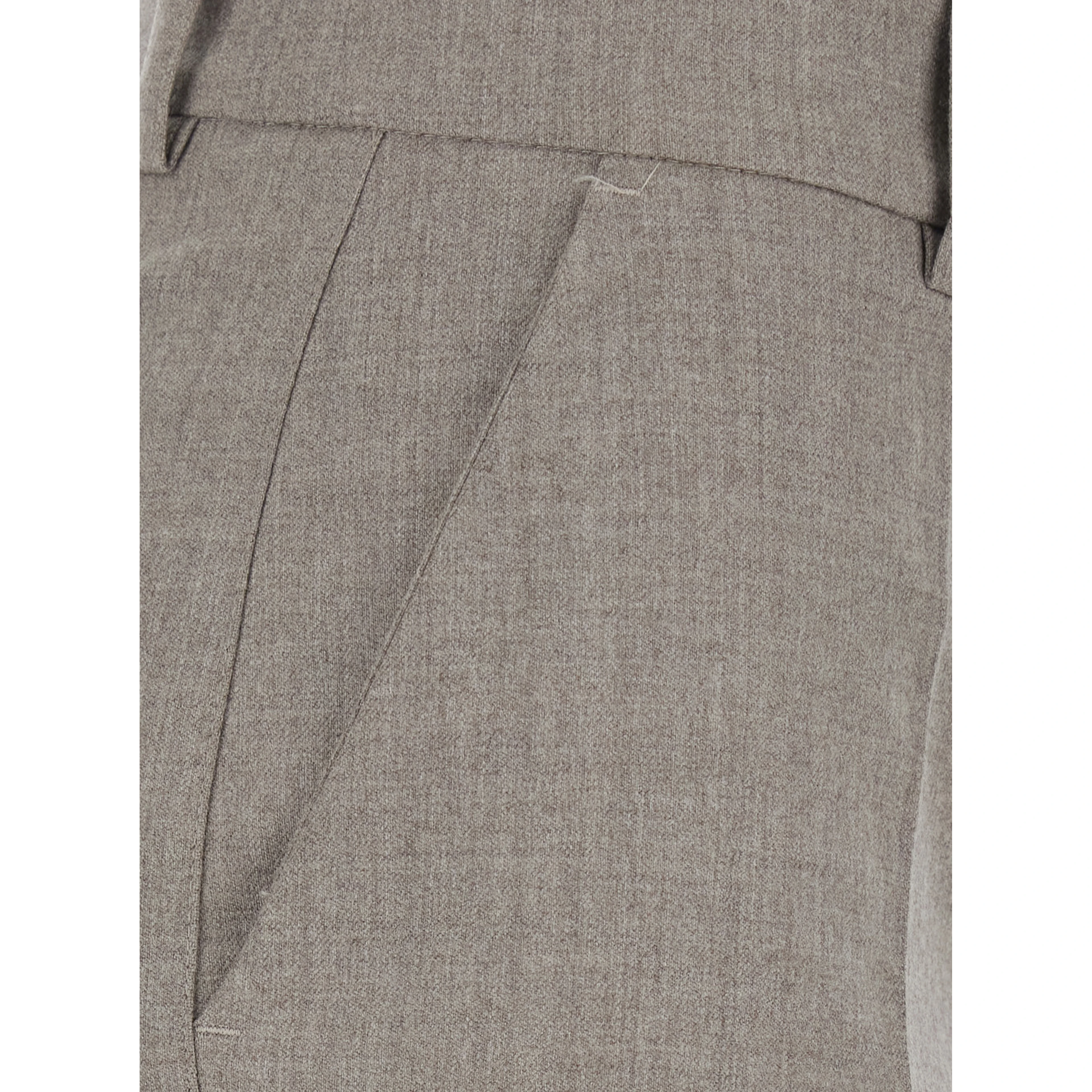 Beige Pants with Belt Loops in Blend Wool for Women