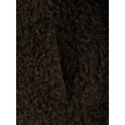Brown V-neck cardigan with long-sleeve in faux fur for women