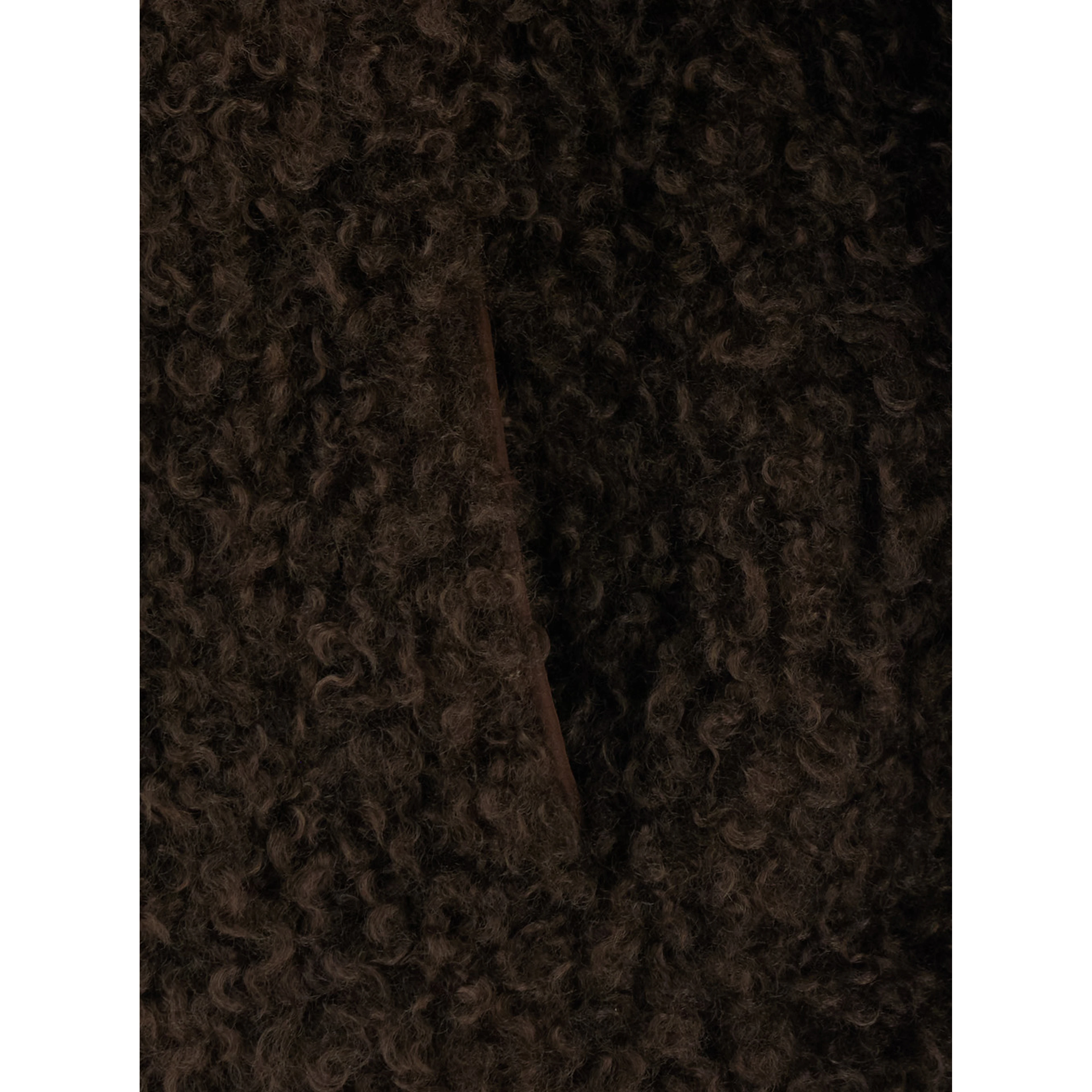 Brown V-neck cardigan with long-sleeve in faux fur for women