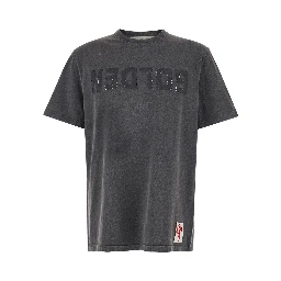 T-Shirt with Logo on the Front and Logo Patch on the Front in Gray Cotton for Men