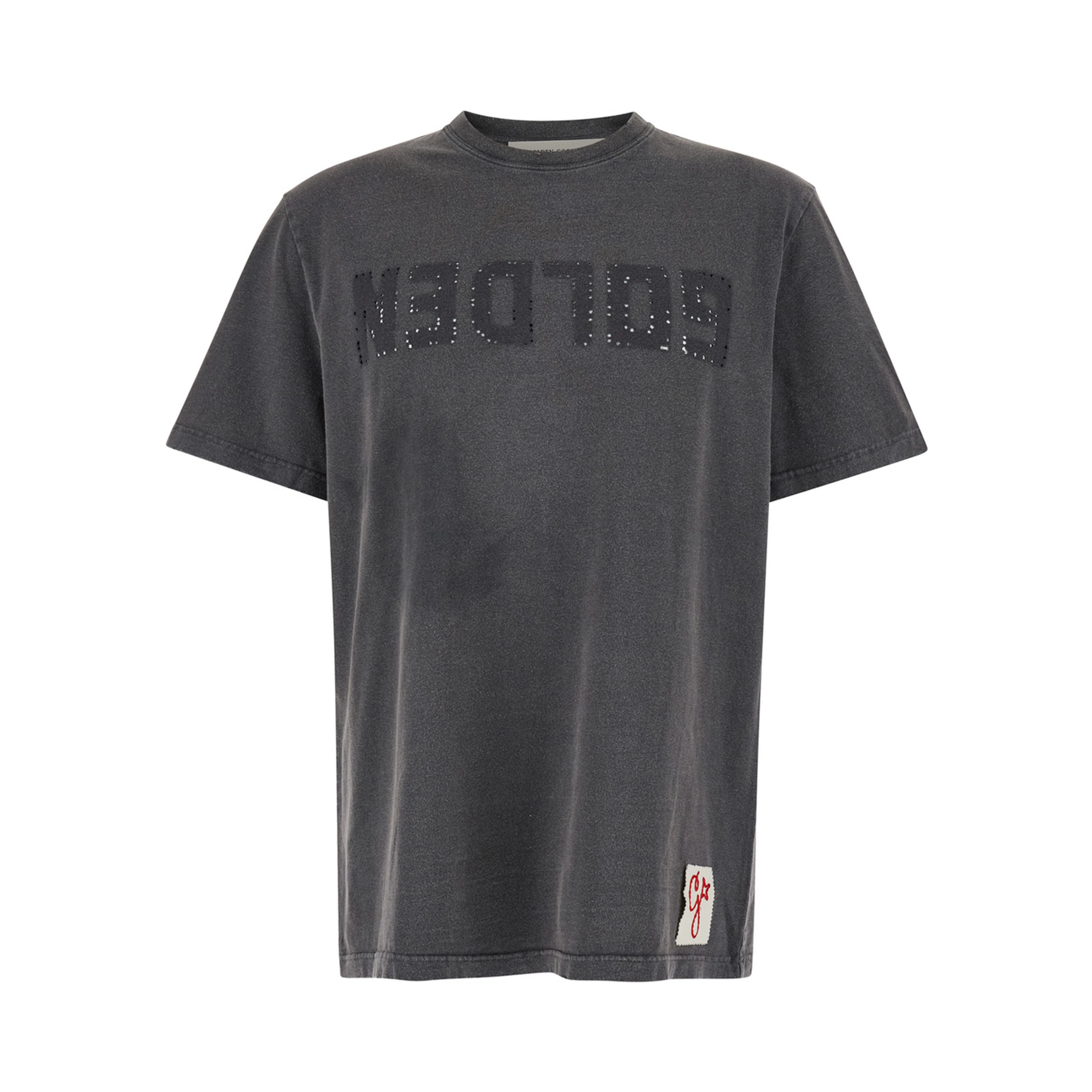 T-Shirt with Logo on the Front and Logo Patch on the Front in Gray Cotton for Men