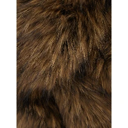 Brown scarf with wraparound design in ecofur for women