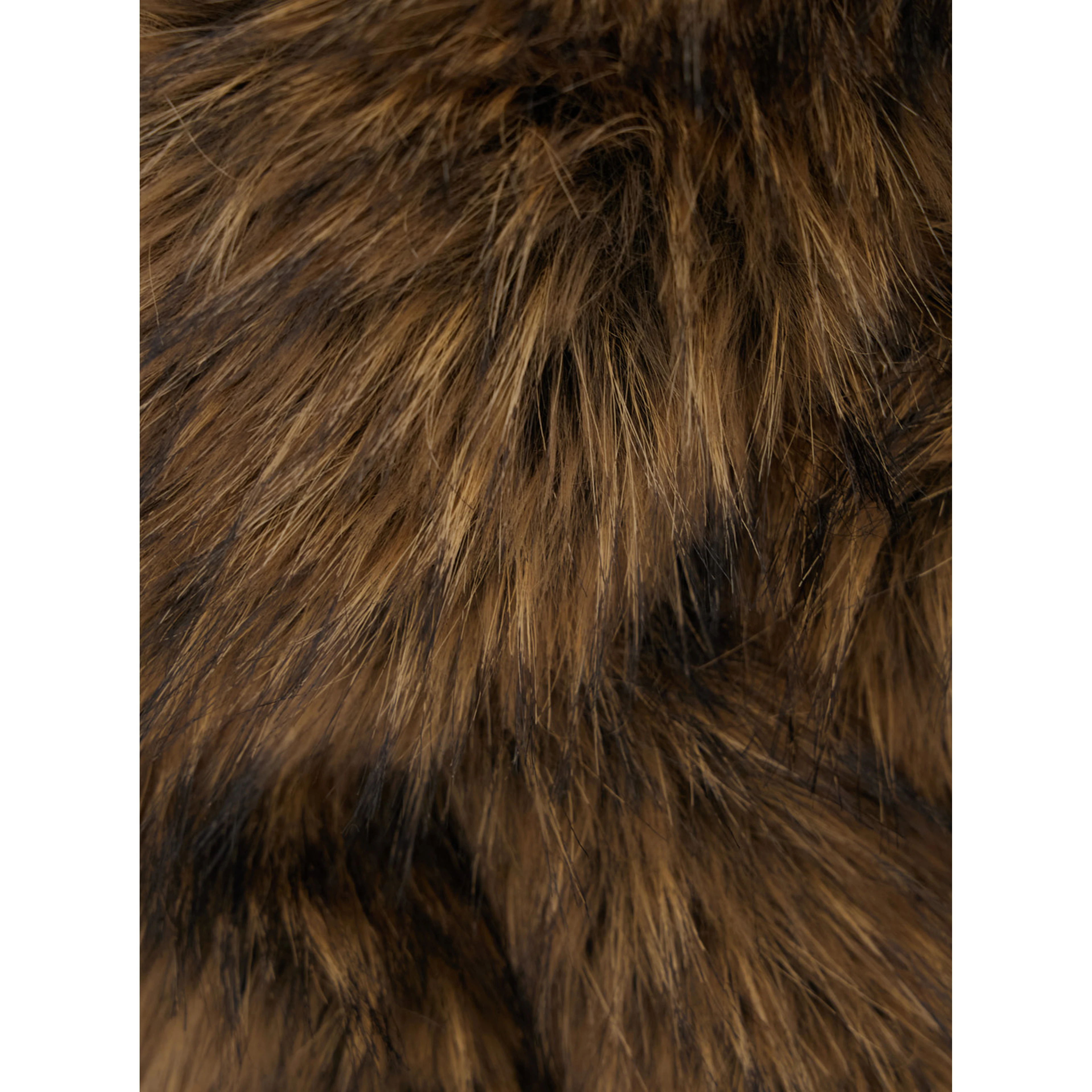 Brown scarf with wraparound design in ecofur for women