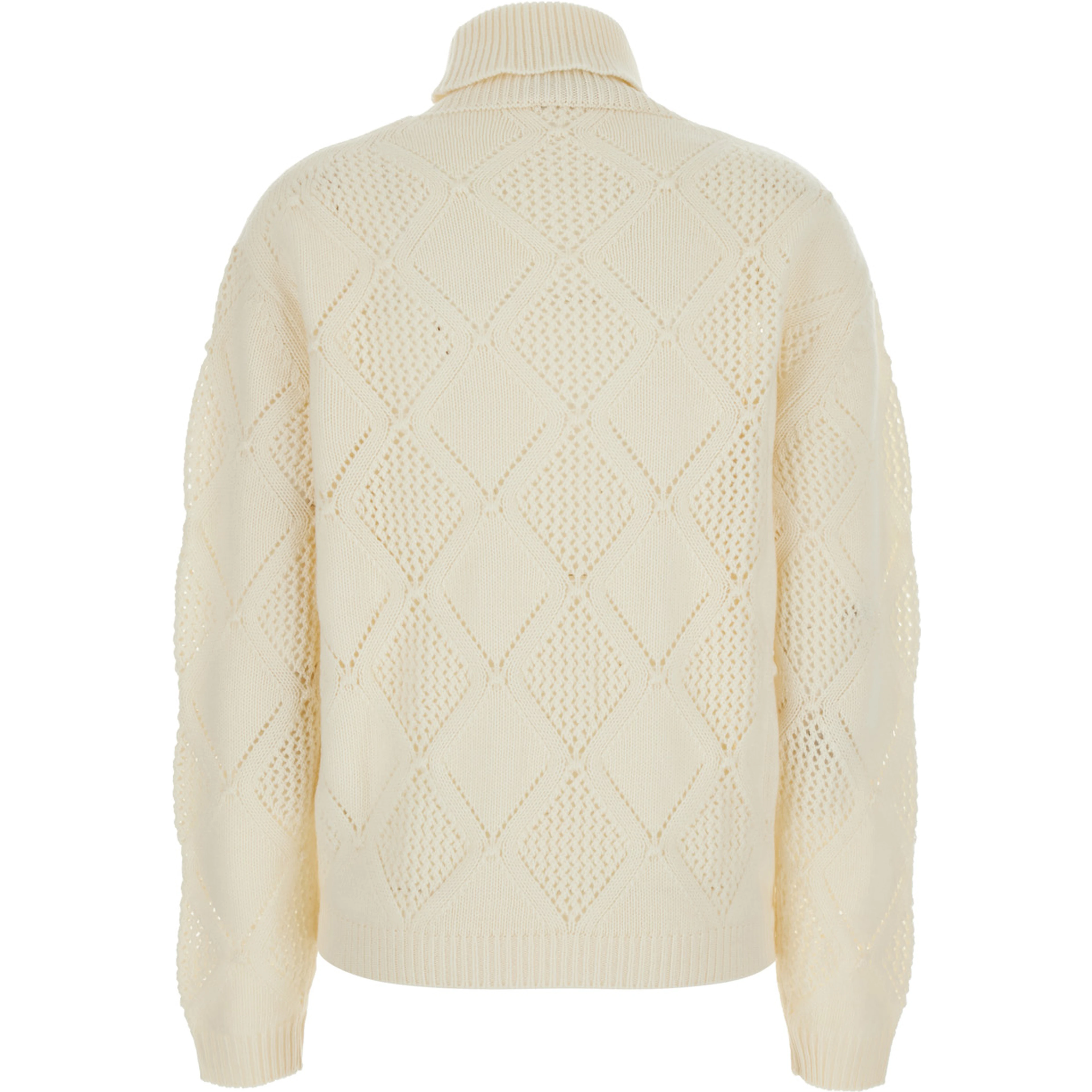 High-neck long sleeve top in White Fabric for women