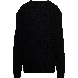 Sweater with Intreccio Design and Logo on the Front in Black Wool and Cashmere for Men
