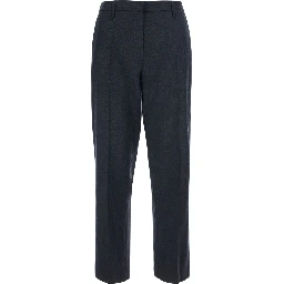 Finn Gray Pants with hidden front closure in Blend wool for women