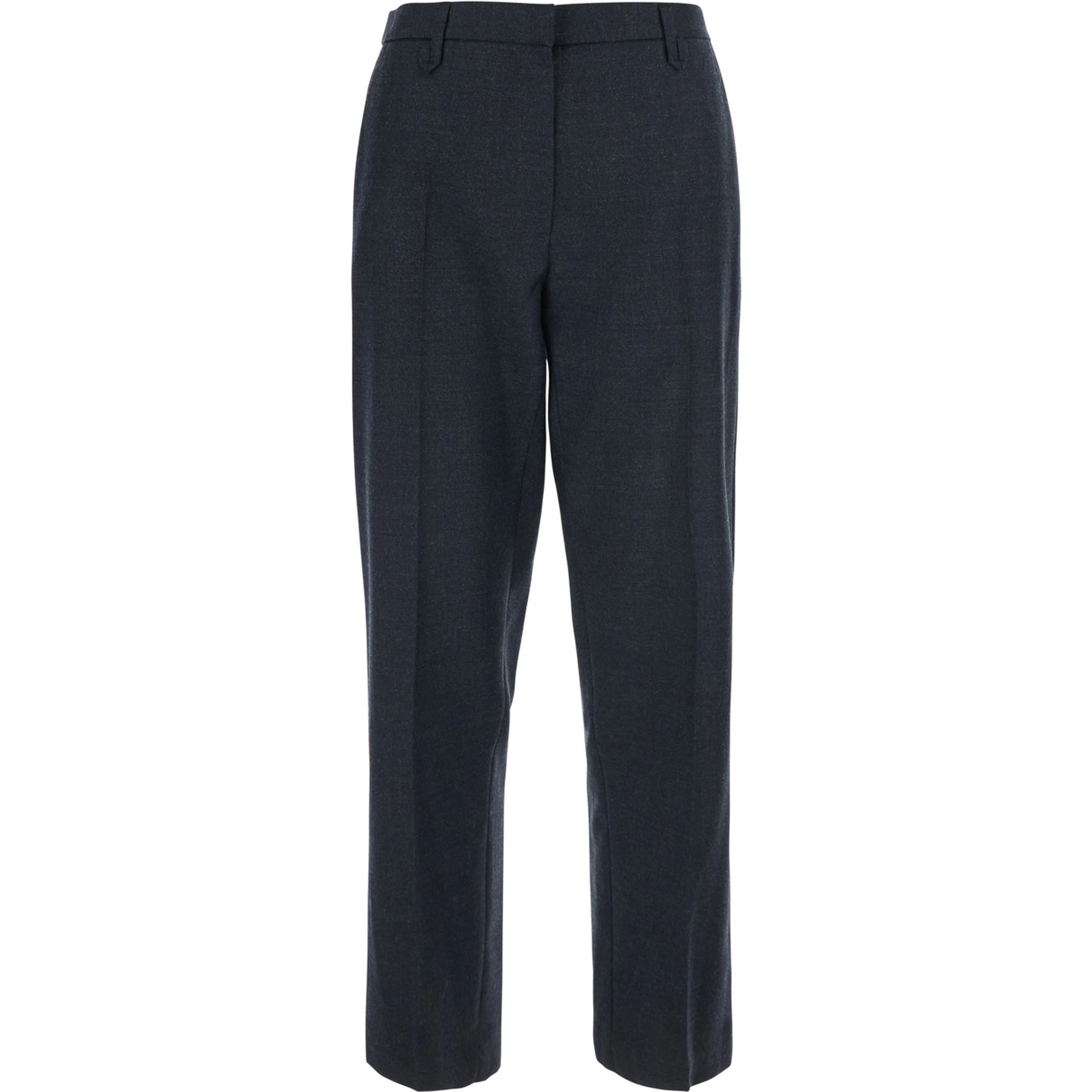 Finn Gray Pants with hidden front closure in Blend wool for women