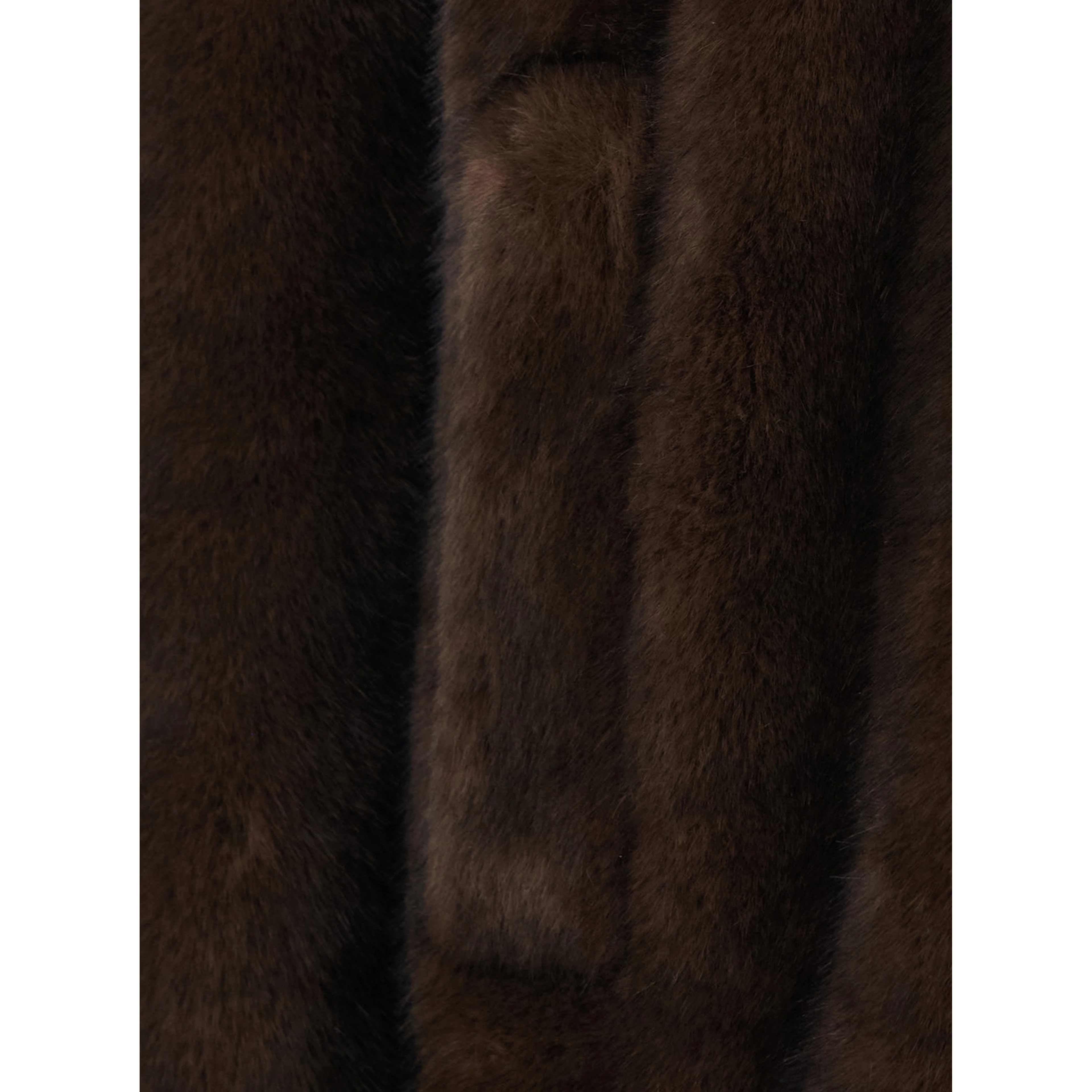 brown Shearling with zip closure and drawstring hood in eco-fur for women