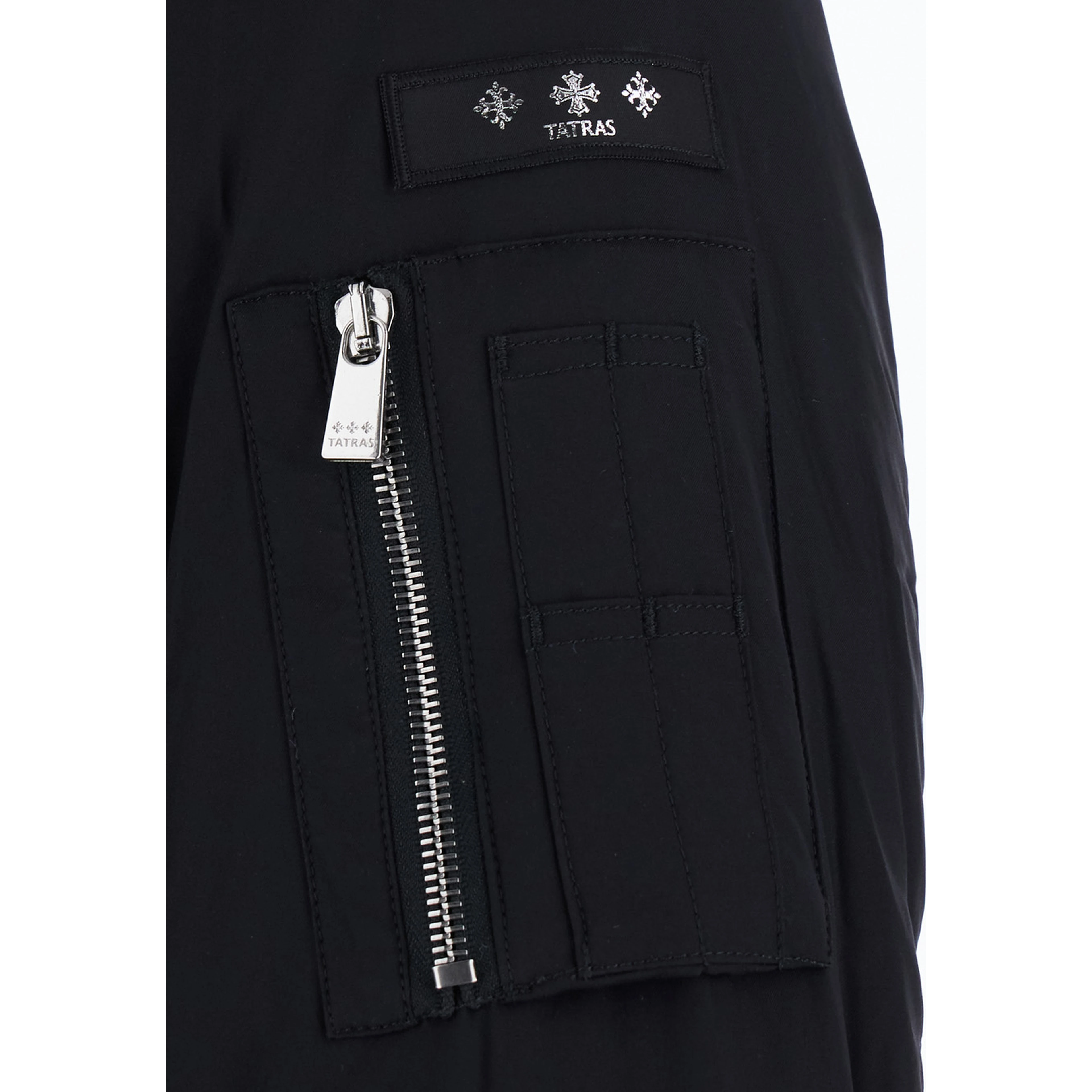 Osodo Black Down jacket with high collar and logo patch on the sleeve in tech fabric for men