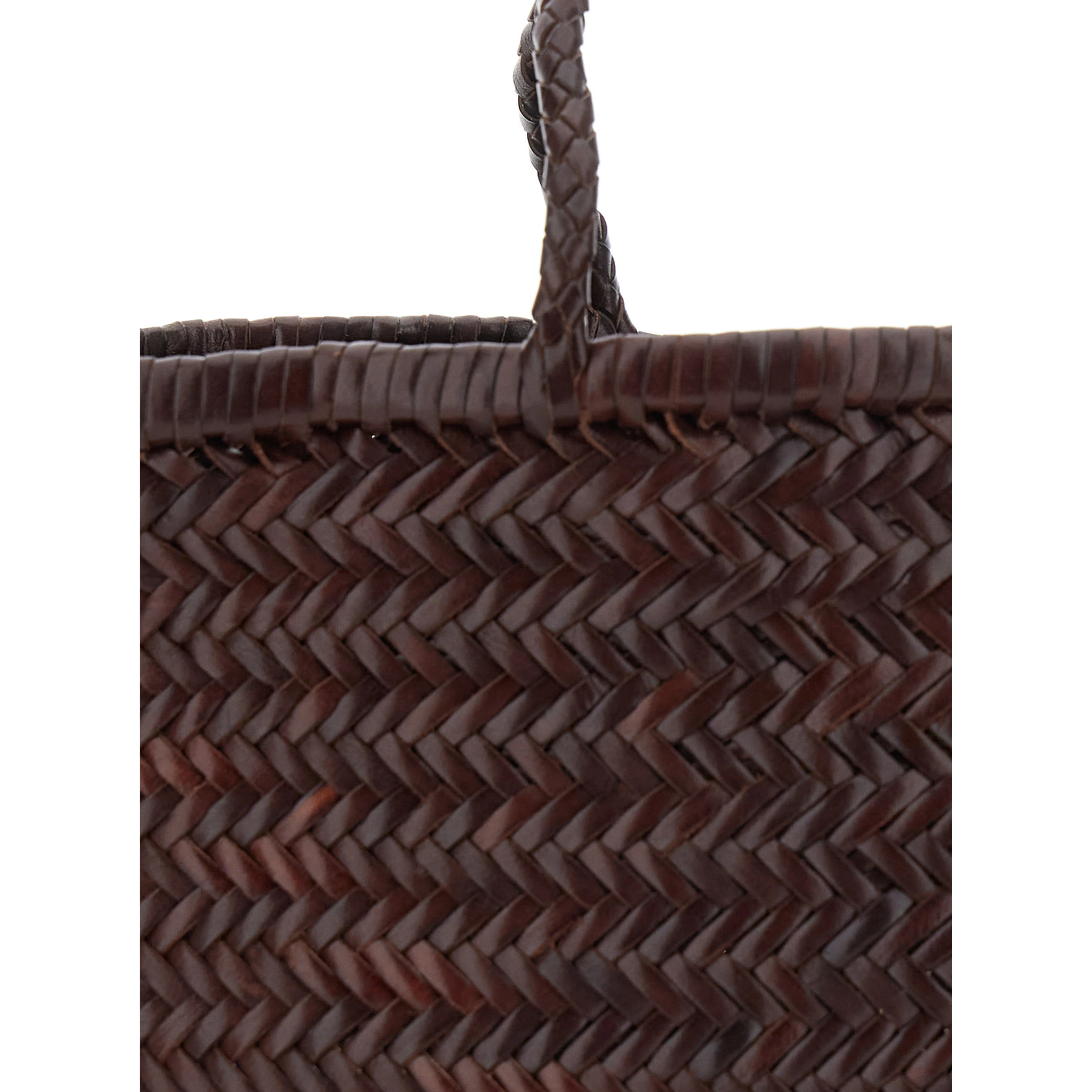 Triple Jump Brown Small Handbag with Woven Motif in Leather for Women