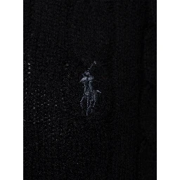 Sweater with Intreccio Design and Logo on the Front in Black Wool and Cashmere for Men