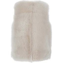 white Vest with round collar and hidden front closure in sheepskin for women