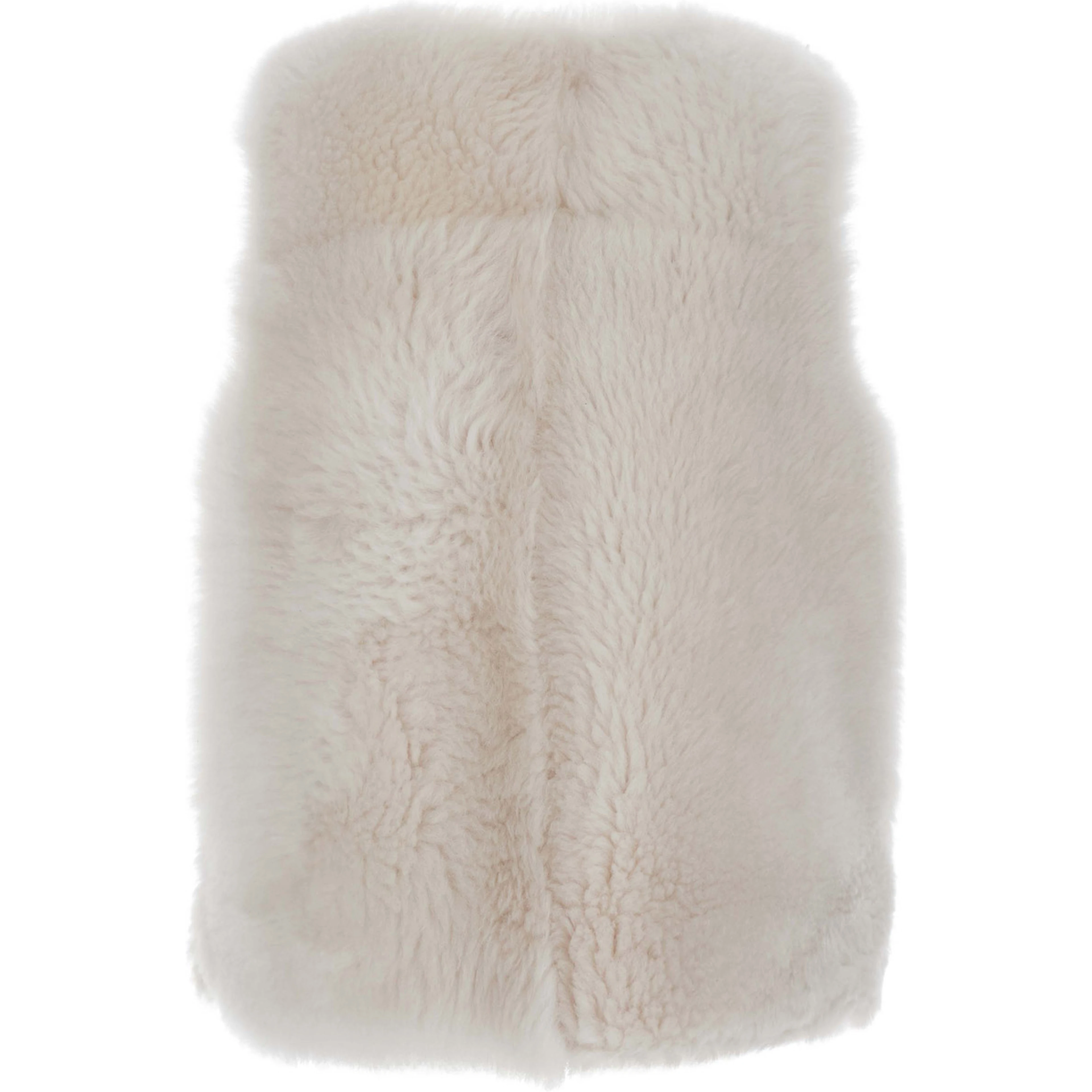 white Vest with round collar and hidden front closure in sheepskin for women