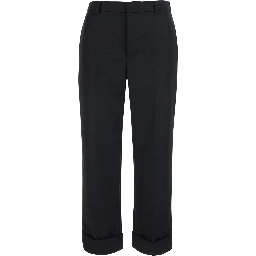 AndrewBlack Pants with Cuffed Hem in Wool Blend for Women
