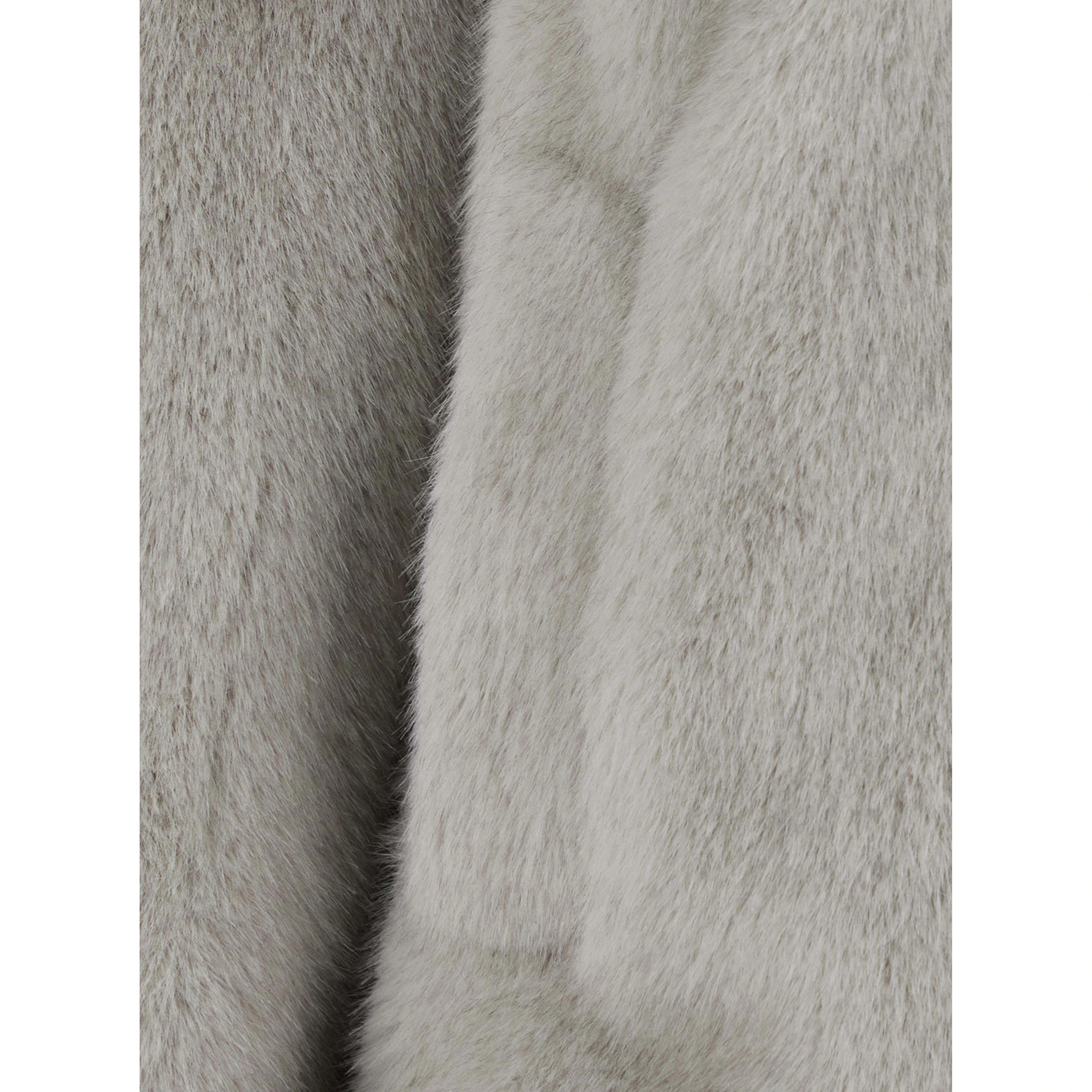 grey Shearling with zip closure and drawstring hood in eco-fur for women