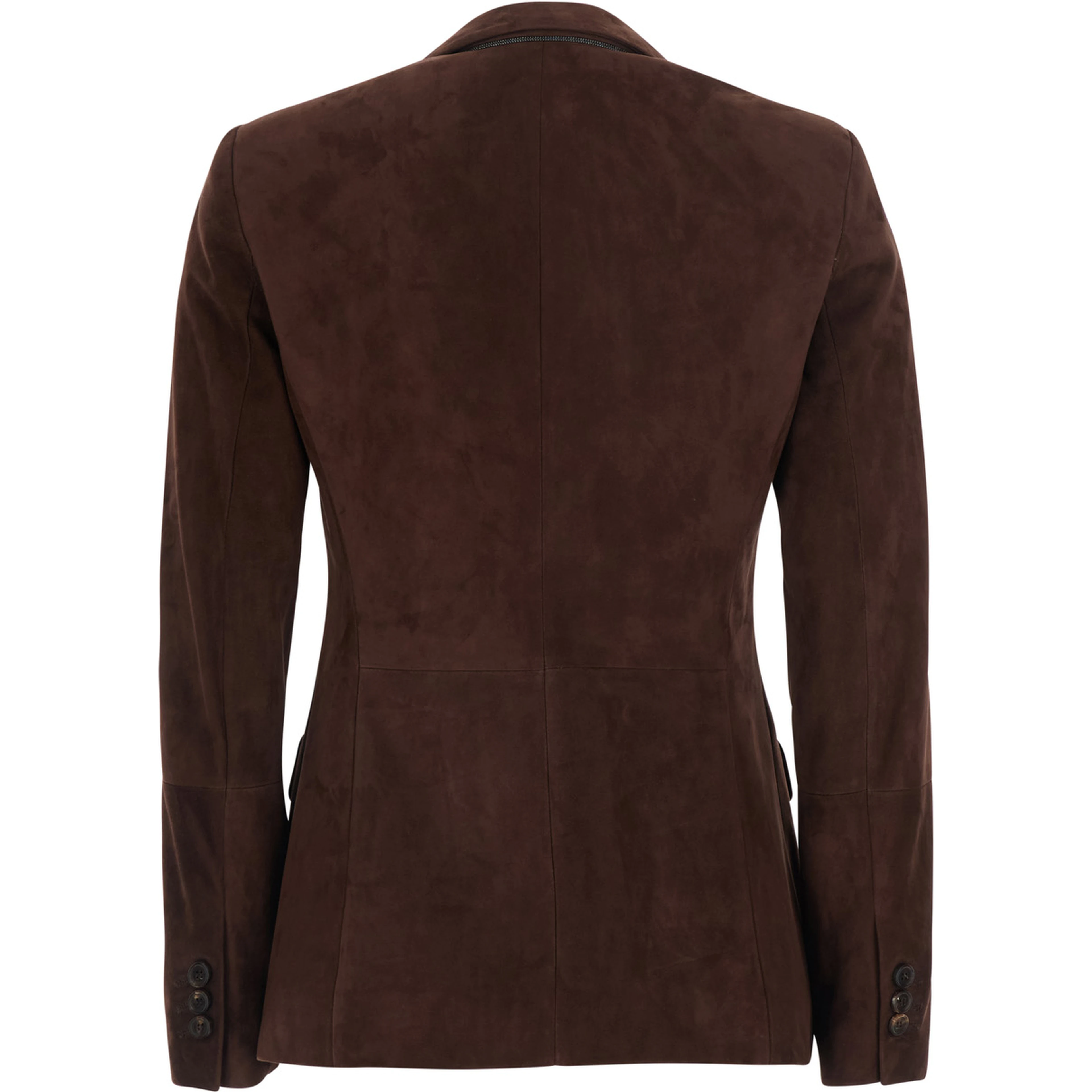 Brown single-breasted Jacket with Peak revers in suede for women
