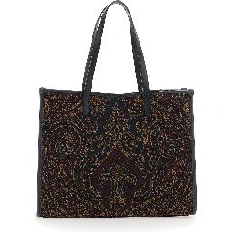 Lovetrotter Brown Tote bag with Jacquard motif in Denim for Women