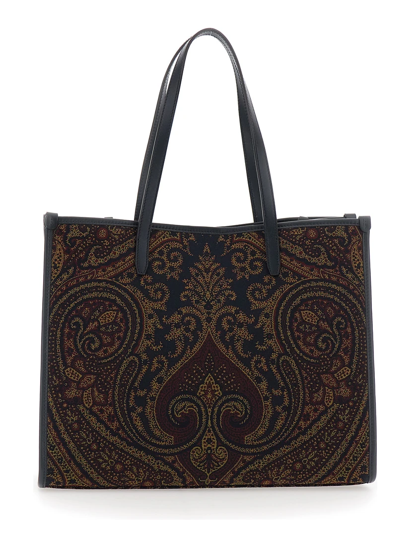 Lovetrotter Brown Tote bag with Jacquard motif in Denim for Women