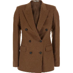 Parigi Brown Double-breasted Jacket with peak revers in velvet for women