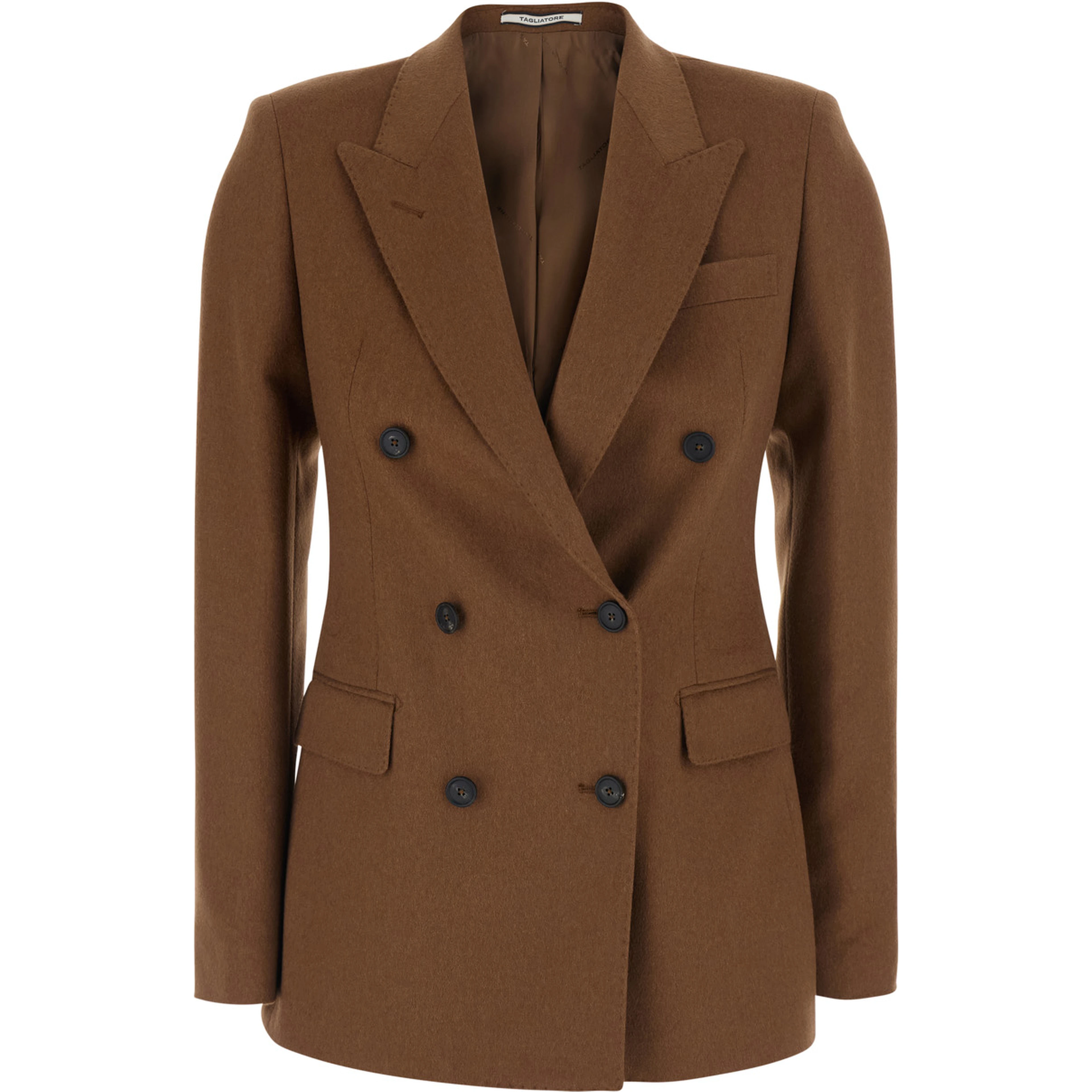 Parigi Brown Double-breasted Jacket with peak revers in velvet for women
