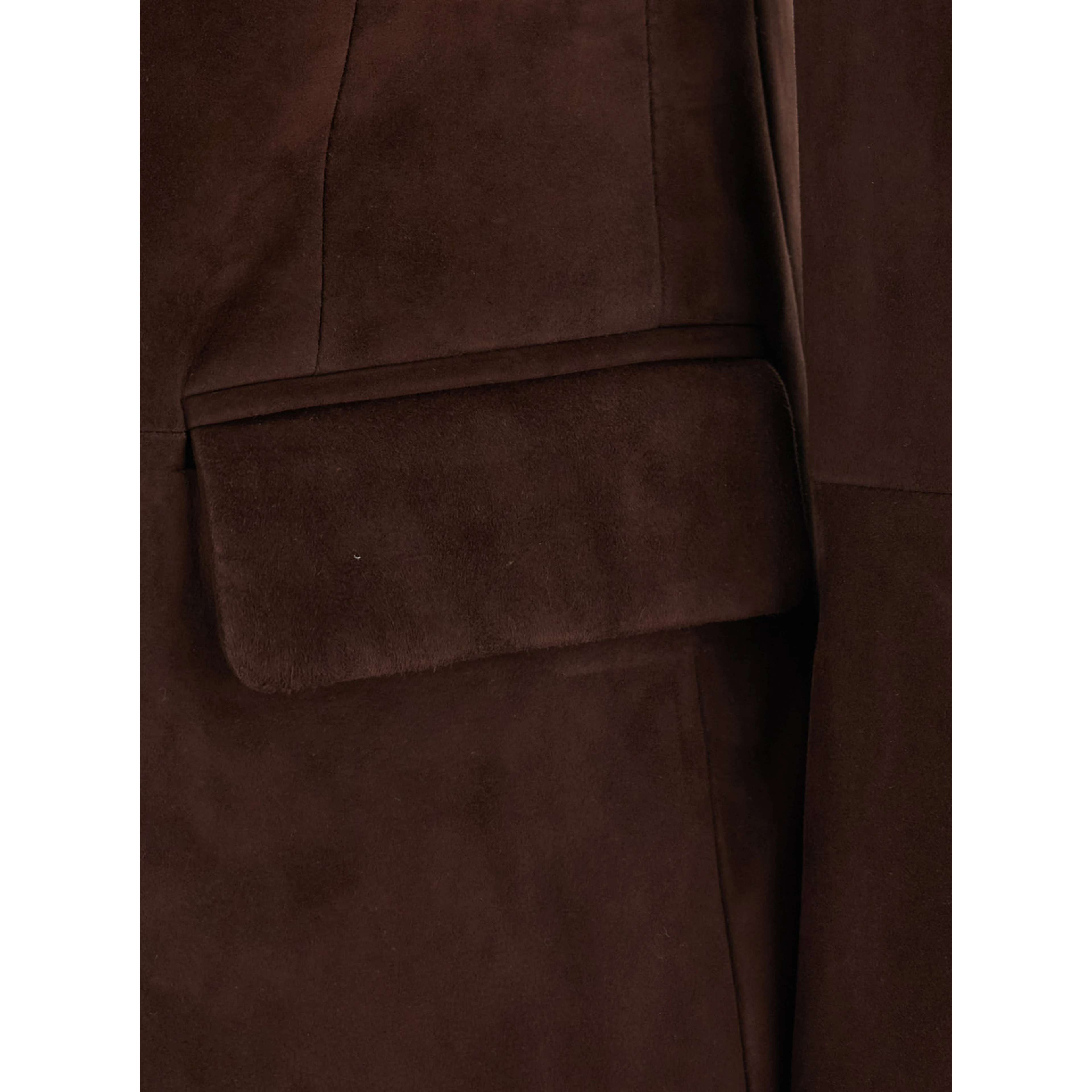 Brown single-breasted Jacket with Peak revers in suede for women