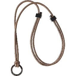 beige Necklace with engraved logo and key fobs in leather for women