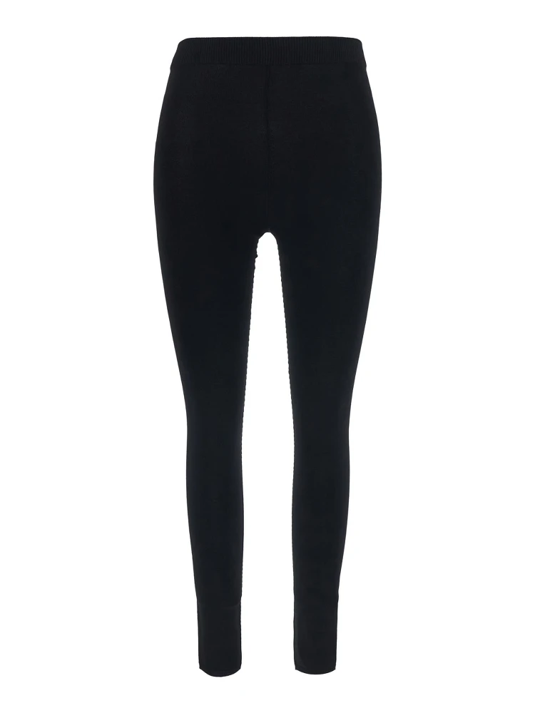 Black leggings with back Logo lettering in viscose women