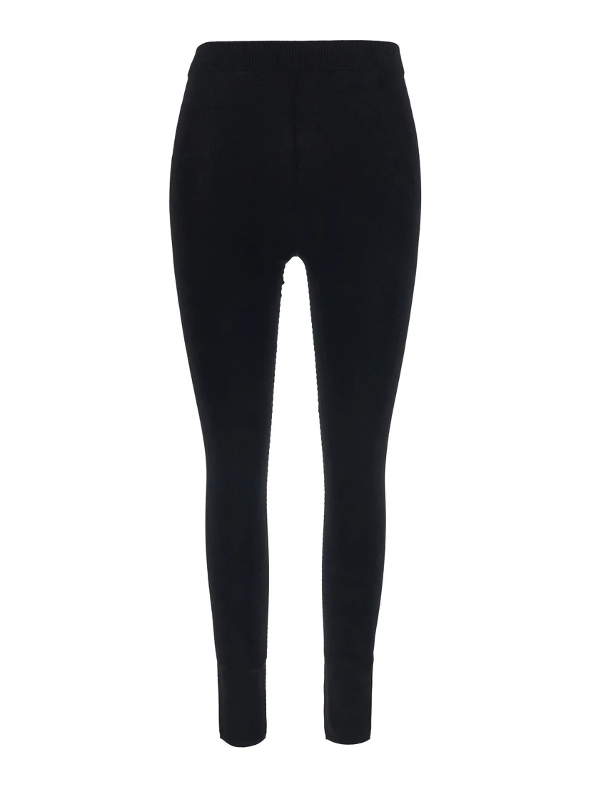 Black leggings with back Logo lettering in viscose women