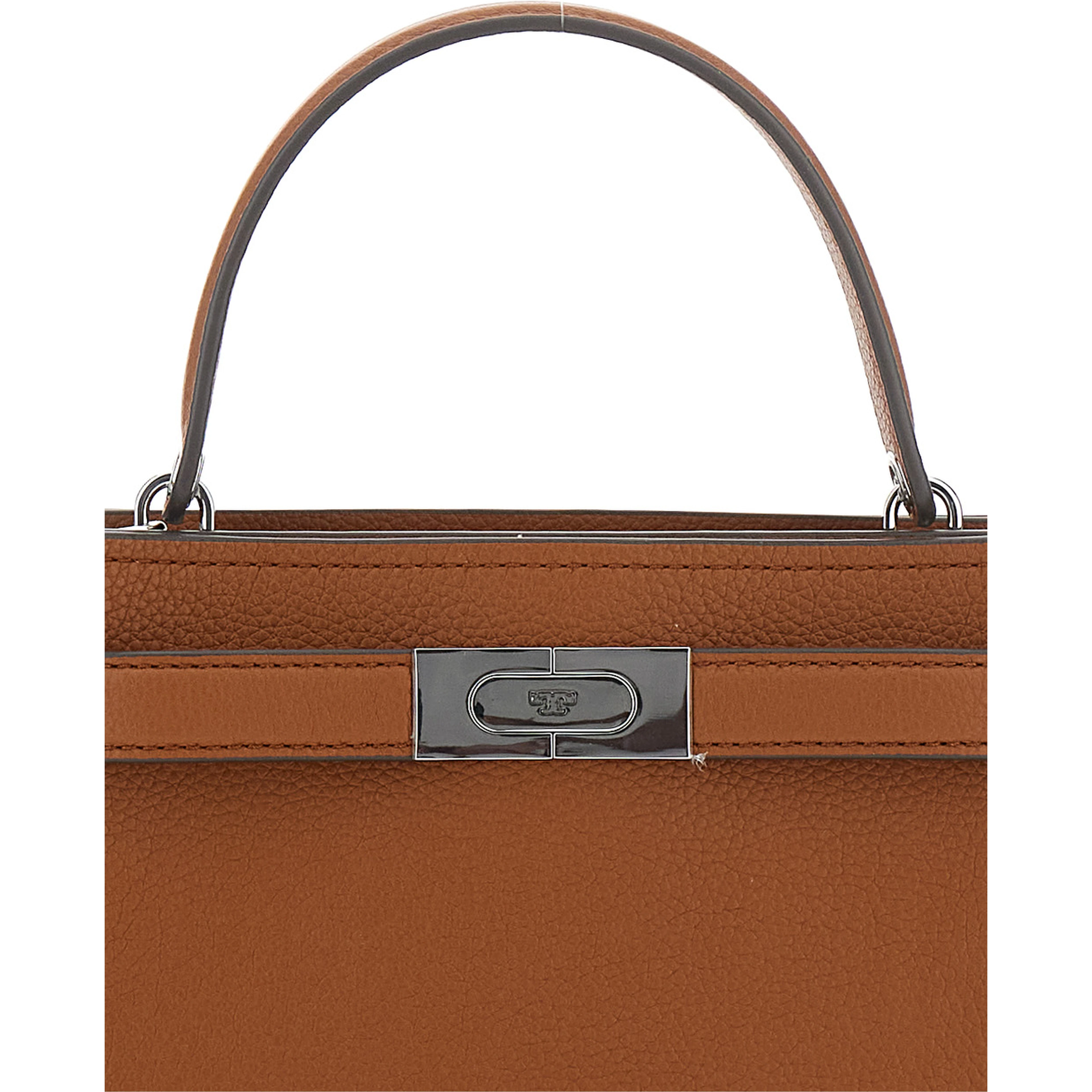 Crossbody bag Petite Lee Radziwill with T buckle closure and adjustable and removable grained leather strap Brown Woman