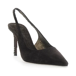 Brown Heeled Sandals with Monile detail on the heel in Suede for women