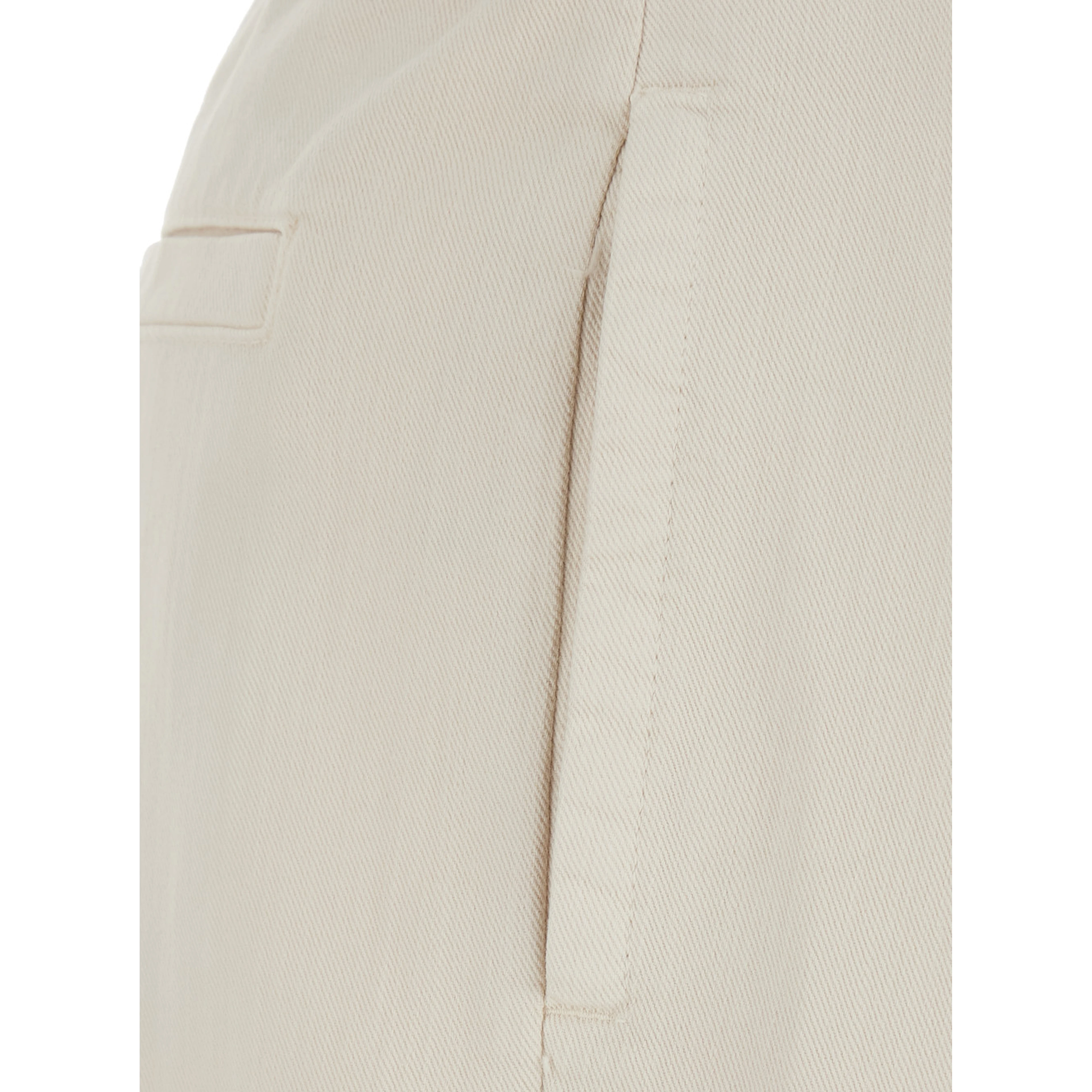 Beige pants with front pleats and Monile at the back in cotton blend for women