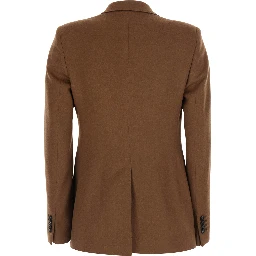 Parigi Brown Double-breasted Jacket with peak revers in velvet for women