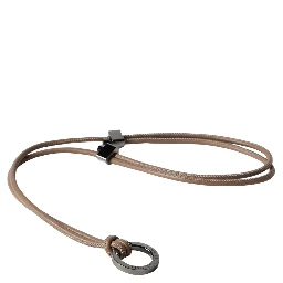 beige Necklace with engraved logo and key fobs in leather for women