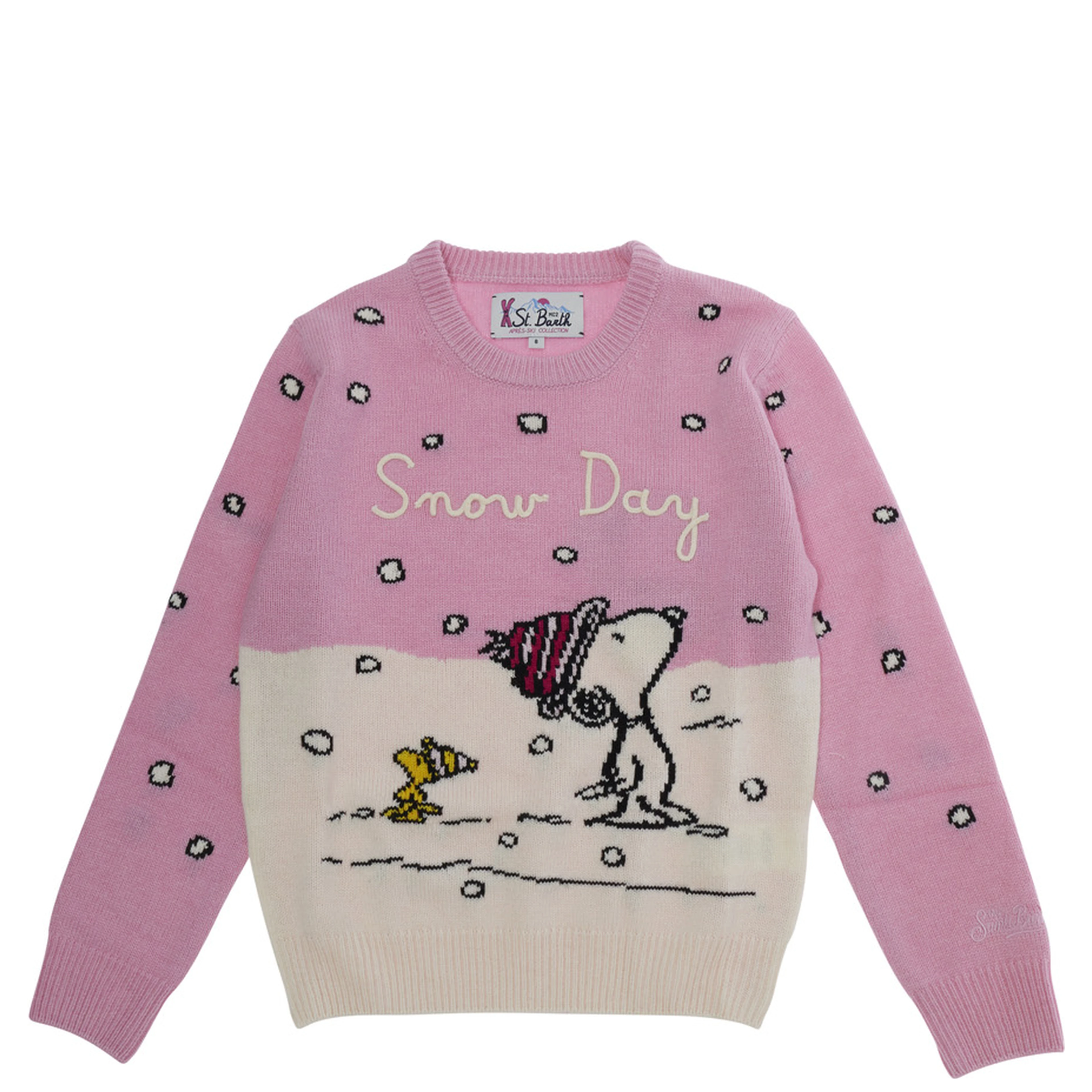 Princess C crewneck sweater in cashmere, wool, viscose and Tech Fabric, pink for Girl