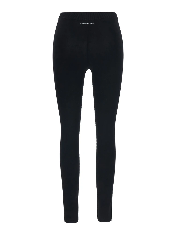 Black leggings with back Logo lettering in viscose women alternative