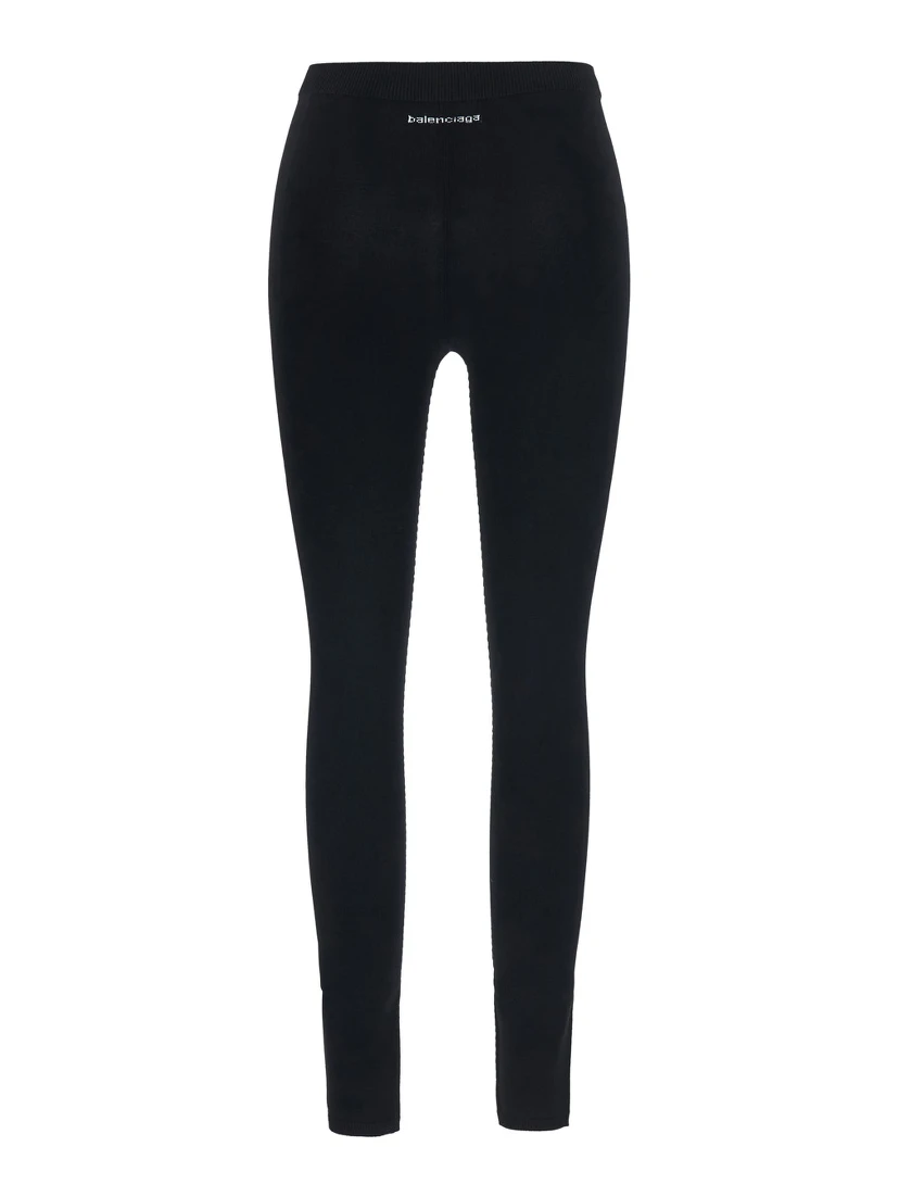 Black leggings with back Logo lettering in viscose women