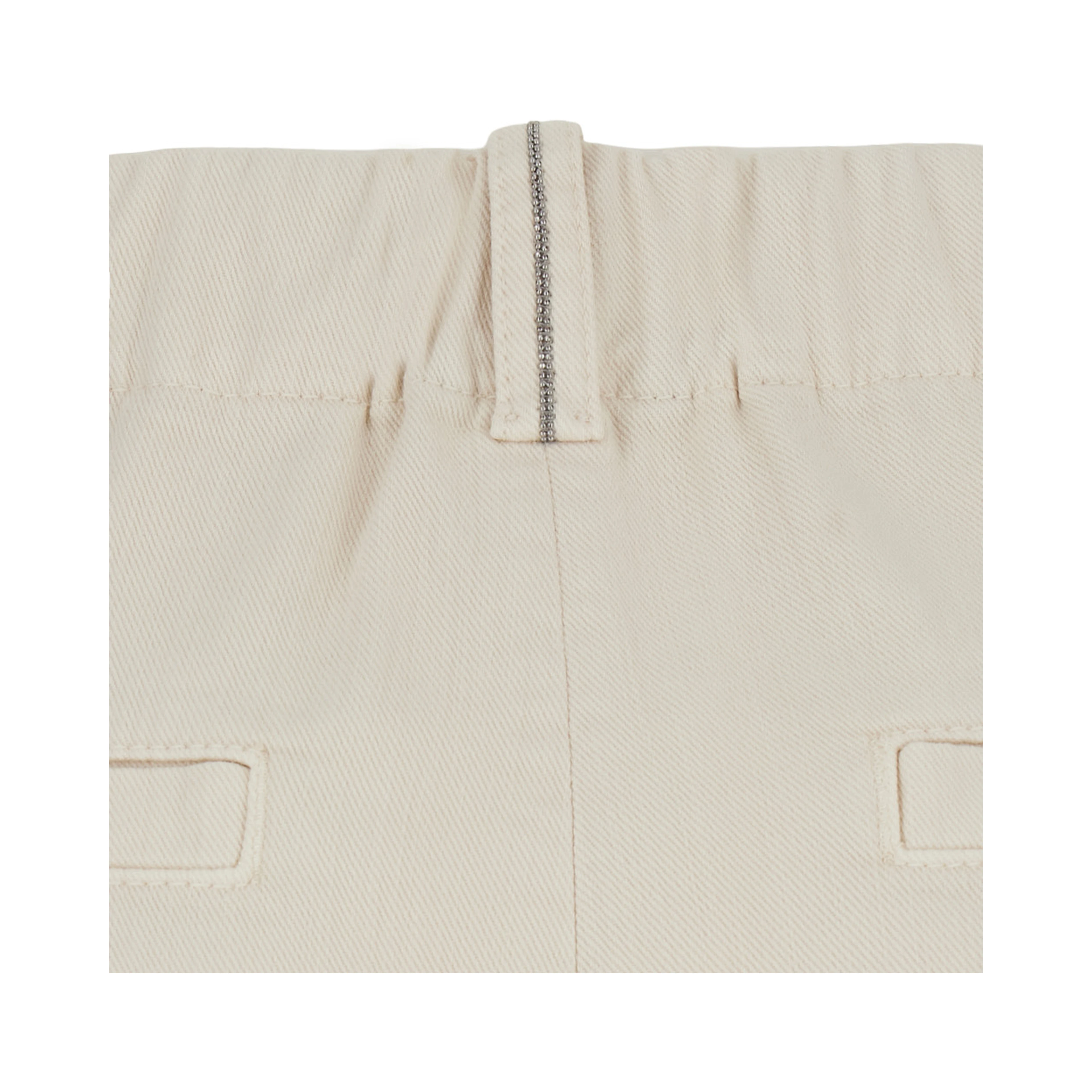 Beige pants with front pleats and Monile at the back in cotton blend for women