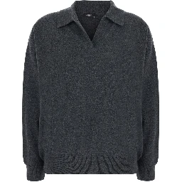 Polo neck knit in grey cashmere for men