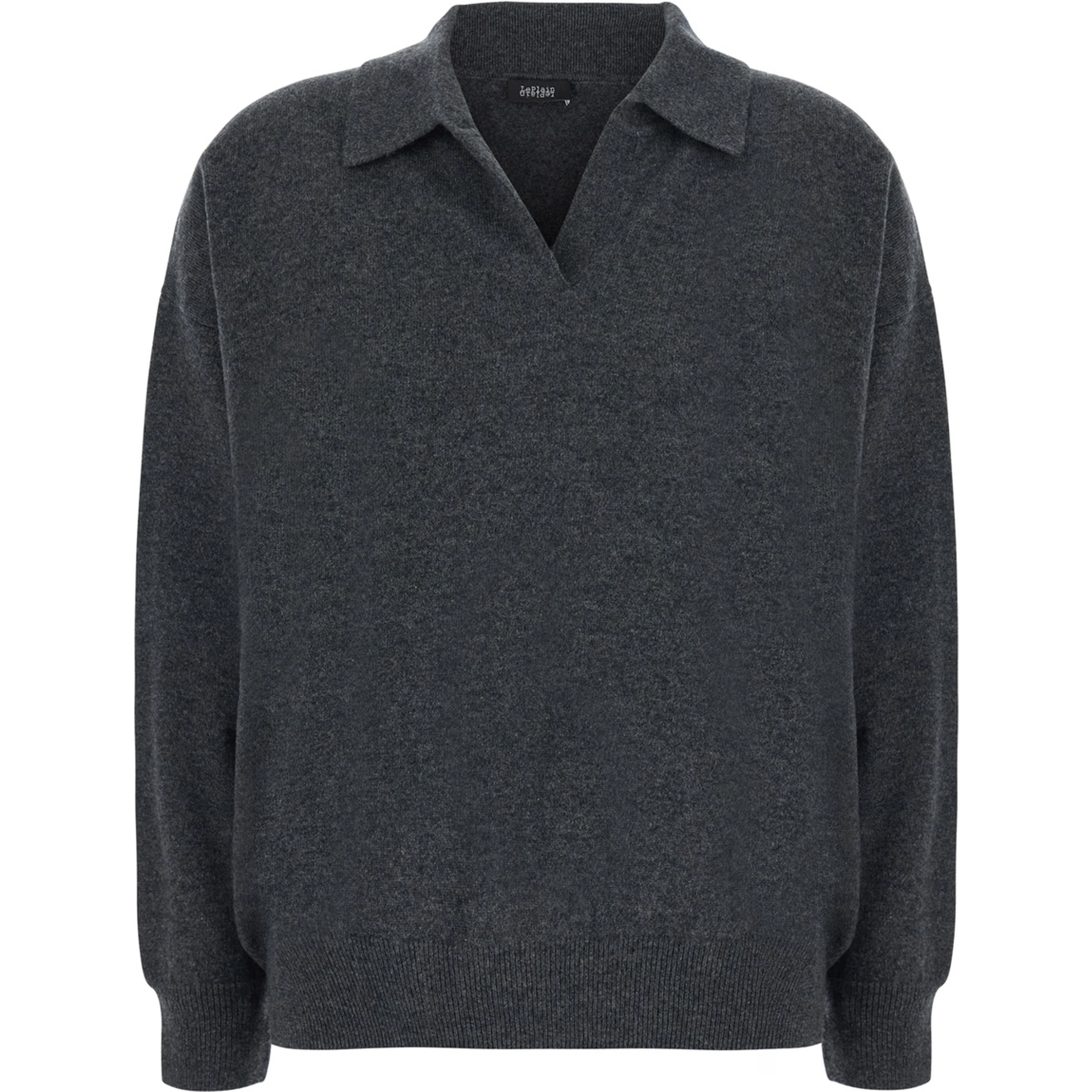 Polo neck knit in grey cashmere for men